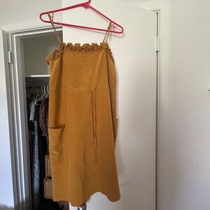Adorable Marc by Marc Jacobs silk Mustard Yellow Ruffle Top Midi Dress